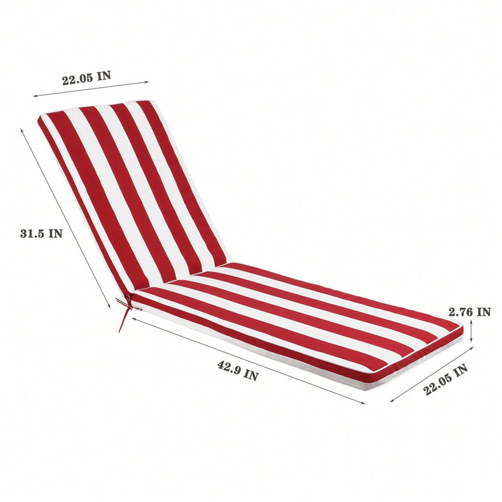 Outdoor Lounge Chair Cushion Replacement Set - Red and White Patio Furniture Seat and Chaise Lounge Cushion Image 4