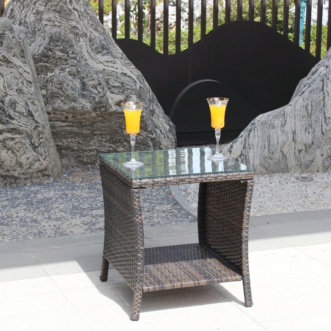 Outdoor Patio Furniture 1 Coffee Table With Clear Tempered Glass Image 4