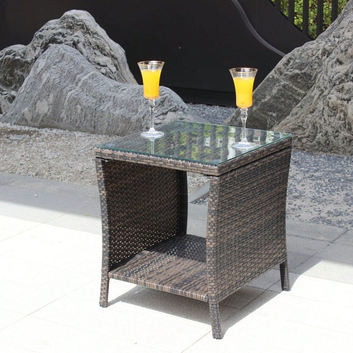 Outdoor Patio Furniture 1 Coffee Table With Clear Tempered Glass Image 5