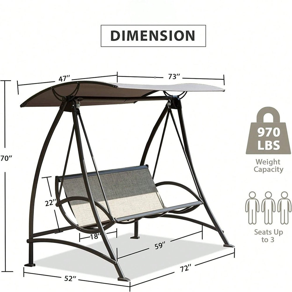 Outdoor Porch Swing With Adjustable Canopy And Durable Steel Frame, Patio Swing Glider For Garden, Deck, Porch, Backyard Image 2