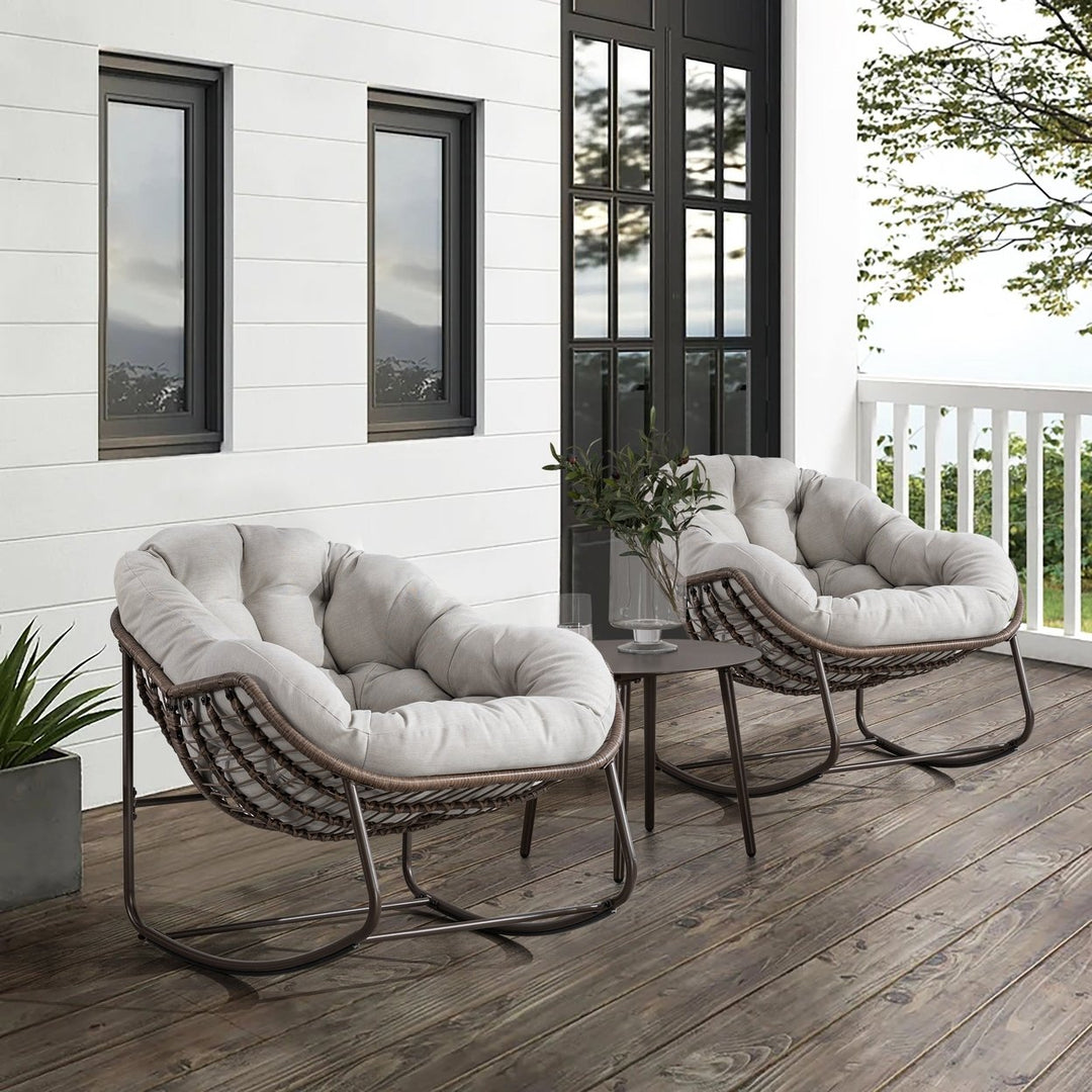 Outdoor Rattan Rocking Chair,Padded Cushion Rocker Recliner Chair Outdoor for Front Porch, Living Room, Patio, Garden, Image 3