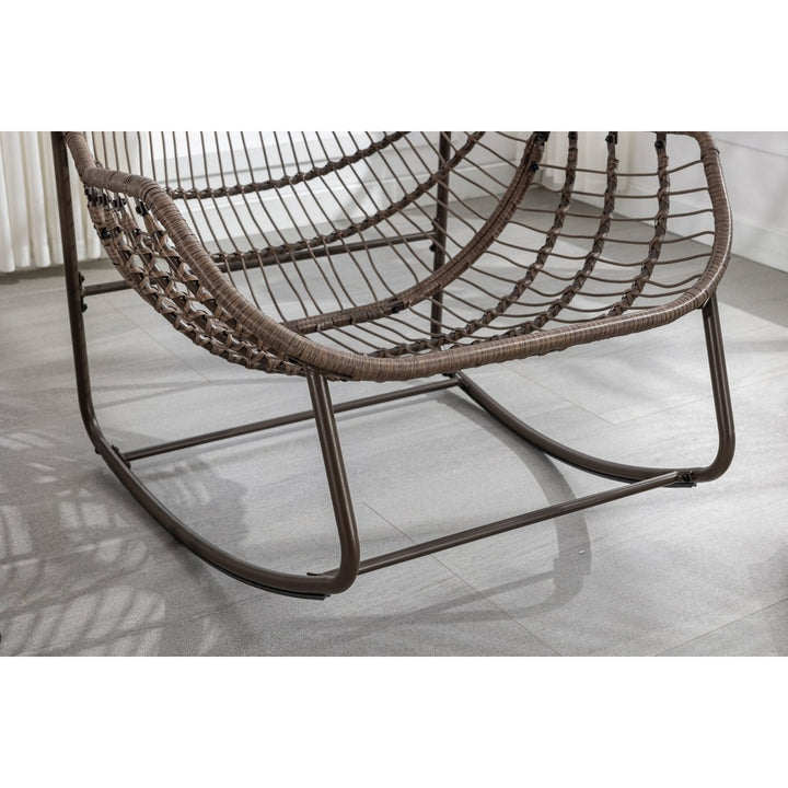 Outdoor Rattan Rocking Chair,Padded Cushion Rocker Recliner Chair Outdoor for Front Porch, Living Room, Patio, Garden, Image 11