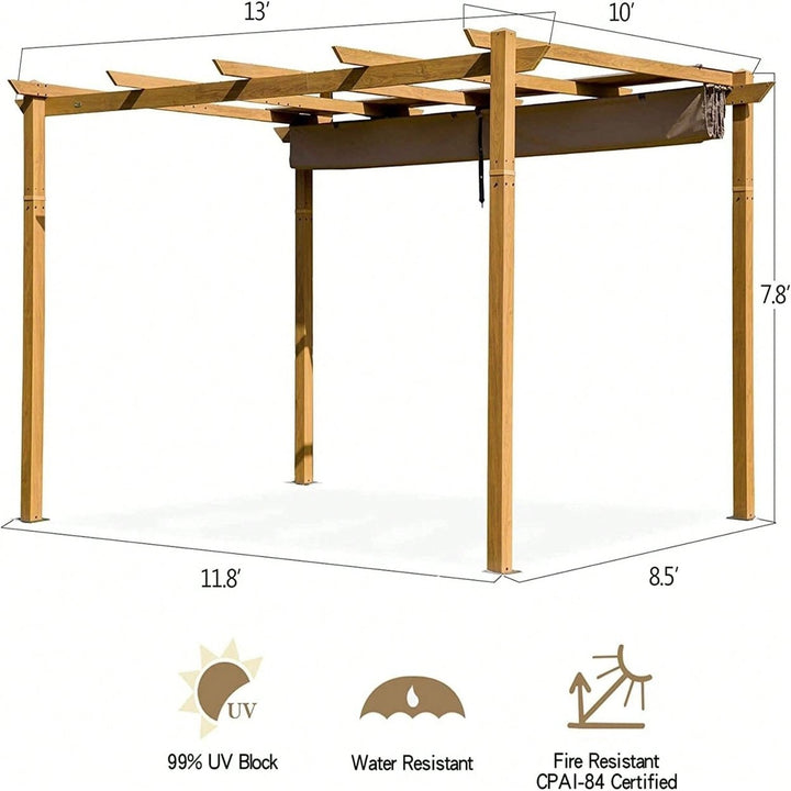 Outdoor Retractable Pergola Garden Pergola Patio Grill Gazebo With Heavy Duty Grape Trellis Sunshade Cover For Courtyard Image 3