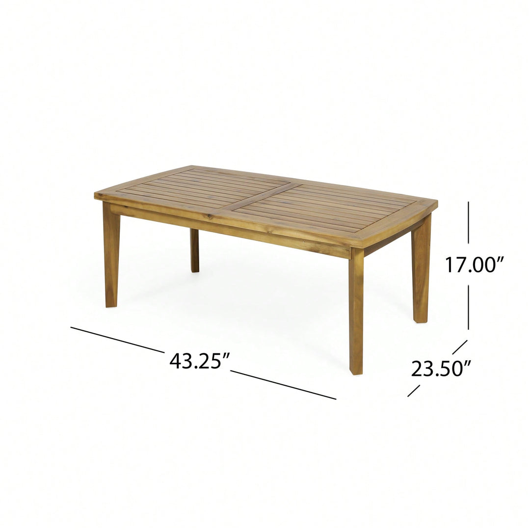 Outdoor Rectangular Coffee Table In Acacia Wood - 43.25" W X 23.50" D X 17.00" H Image 5