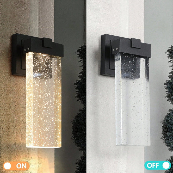 Outdoor Waterproof Crystal Wall Lamp Set with Light Sensor Rust-Proof Aluminum for Garden Patio Entryway Easy Install Image 6