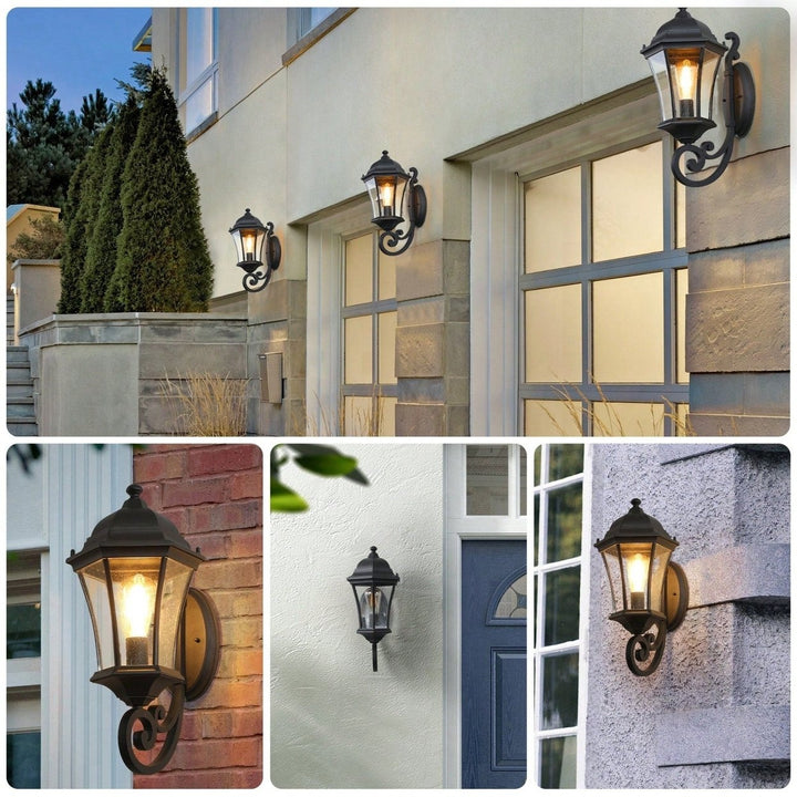 Outdoor Waterproof Retro Wall Lamp with Clear Bubble Glass and Matte Black Finish for Porch Patio Walkway E26 Base Bulb Image 5