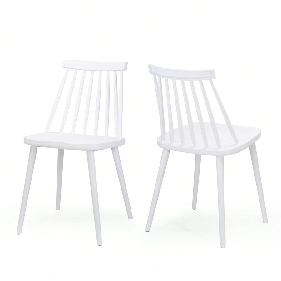 Rustic White Spindle Back Dining Chairs  Set Of 2 For Farmhouse Style Dining Room Decor Image 1