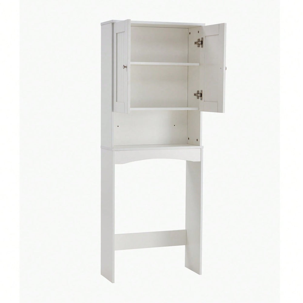 Over The Toilet Storage Cabinet with Adjustable Shelves and Open Storage Space Saver Bathroom Organizer Image 2