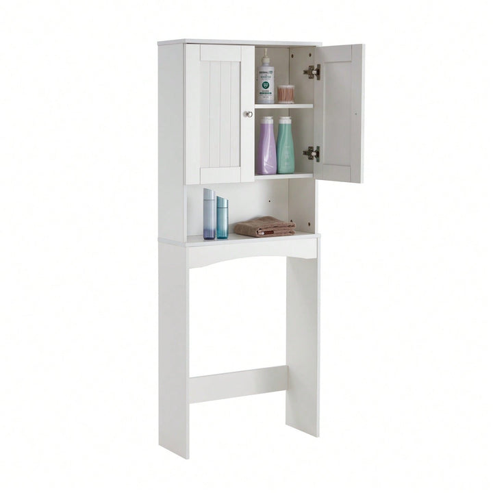 Over The Toilet Storage Cabinet with Adjustable Shelves and Open Storage Space Saver Bathroom Organizer Image 3