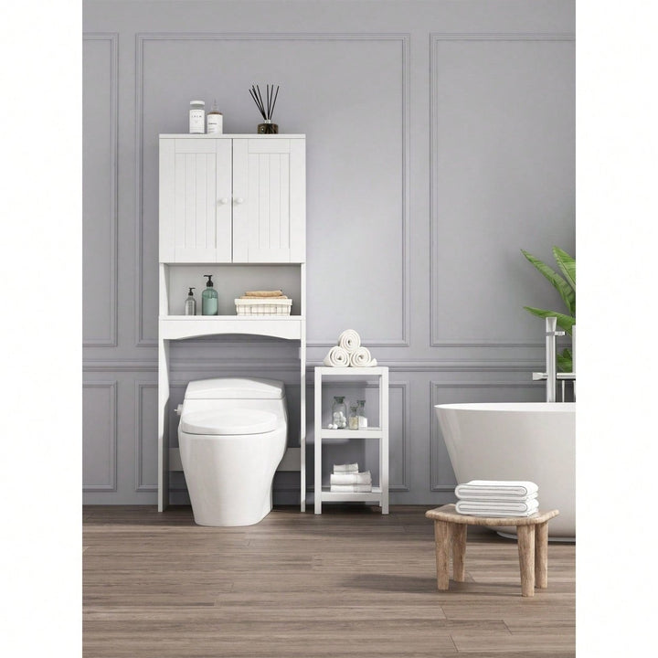 Over The Toilet Storage Cabinet with Adjustable Shelves and Open Storage Space Saver Bathroom Organizer Image 4