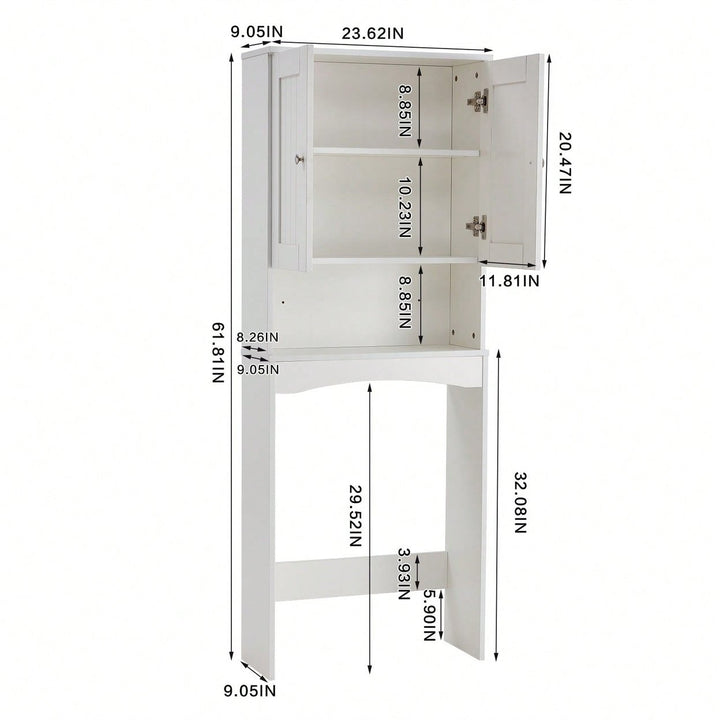 Over The Toilet Storage Cabinet with Adjustable Shelves and Open Storage Space Saver Bathroom Organizer Image 5