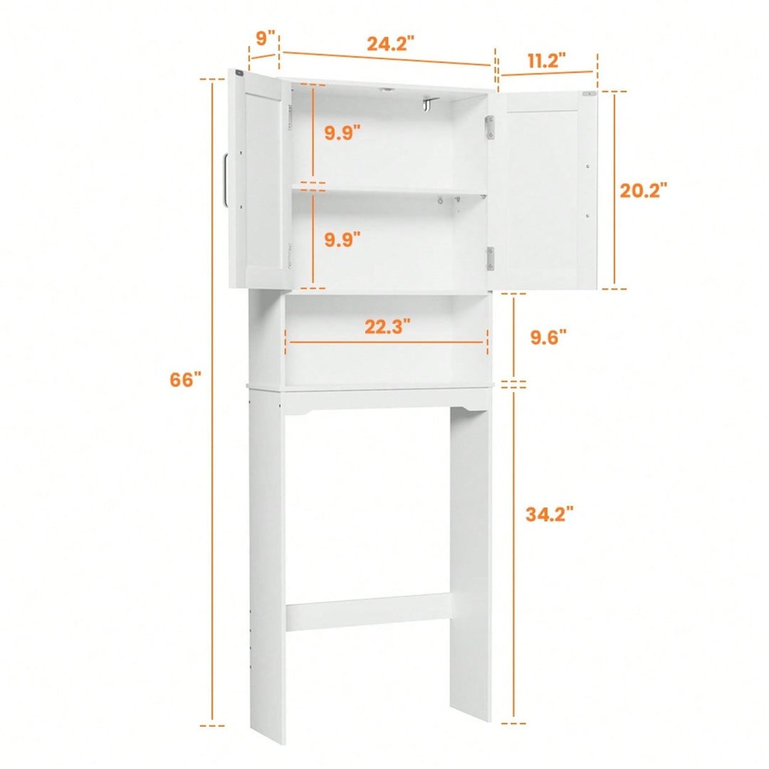 Over The Toilet Storage Cabinet With Barn Doors, 24.2W Free Standing Toilet Storage Shelf Space Saver With Adjustable Image 4