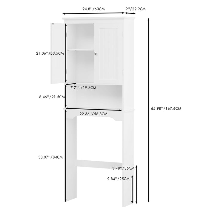 Over The Toilet Storage Cabinet with Adjustable Shelves and Tipover Restraint Device MDF Space Saver for Bathroom with Image 4