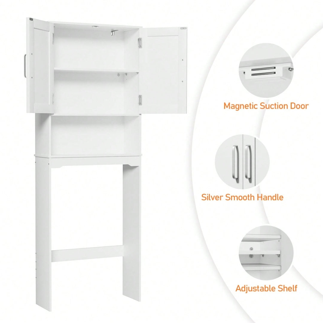 Over The Toilet Storage Cabinet With Barn Doors, 24.2W Free Standing Toilet Storage Shelf Space Saver With Adjustable Image 7