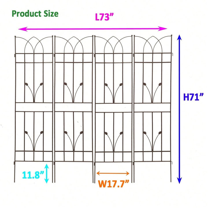 Rustproof Metal Garden Trellis Set of 4 71 Inch Climbing Plant Support Sturdy Design for Outdoor Flowers Brown Image 4