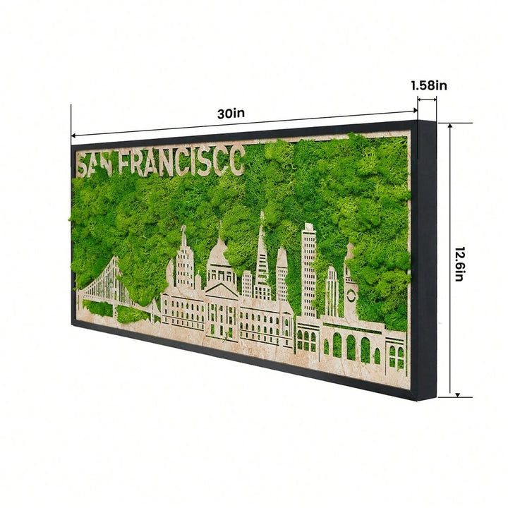 San Francisco Silhouette Metal Wall Art with Green Moss Unique Home Image 5