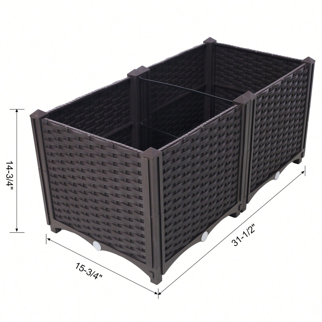 Self-Watering Deep Raised Garden Bed Planter For Vegetables, Flowers, Herbs, And Succulents - 31.5x15.7"X14.7" Image 5