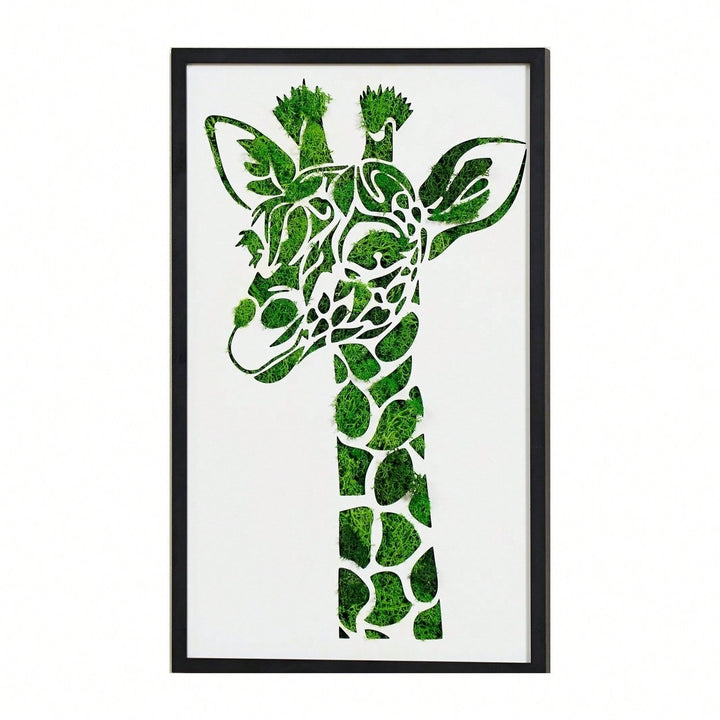 Preserved Moss Giraffe Metal Art -Friendly and Low Maintenance Sculpture For Tranquil Atmosphere In Home Or Office Image 1