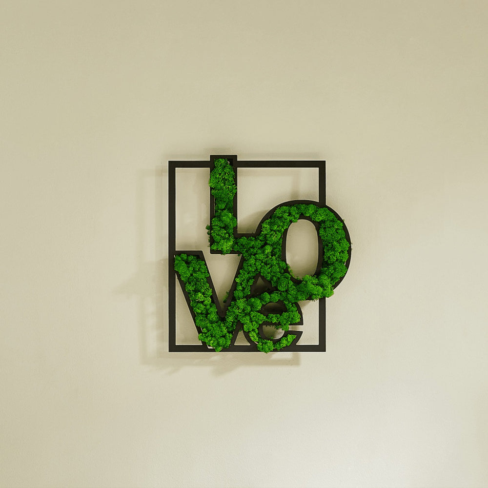 Preserved Moss Love Letter Metal Wall Art Unique Home Office D cor Low Maintenance Intricate Craftsmanship Image 2