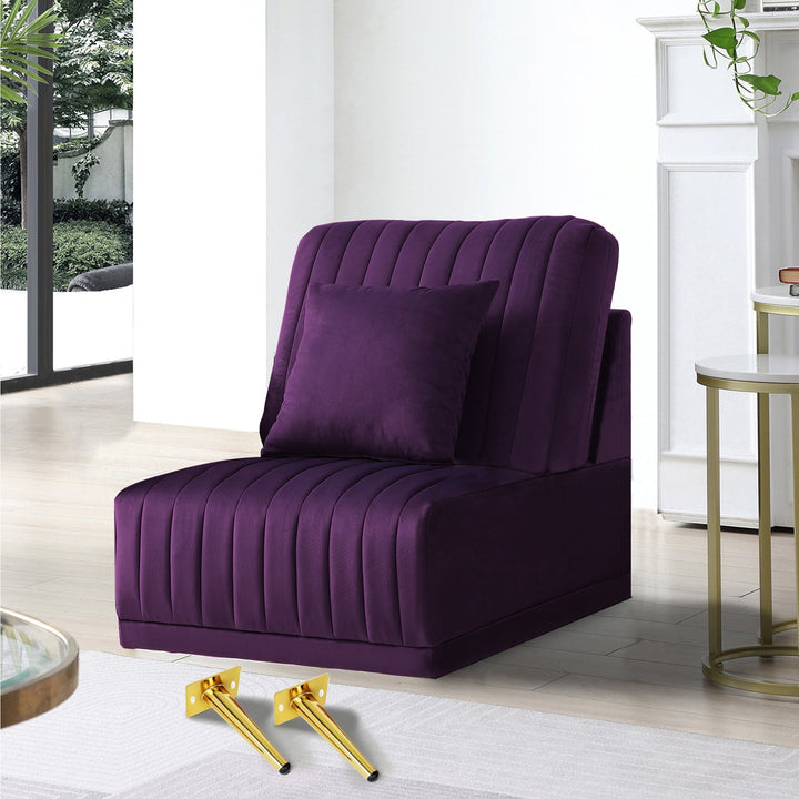 Purple Sofa without Armrests - Modular Seating for Living Room, Perfect for Combining with Other Units - Stylish Image 1