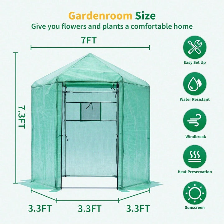 Quality Materials Upgraded Walk-In Greenhouse With PE Plaid Fabric And YKK Zippers Image 5