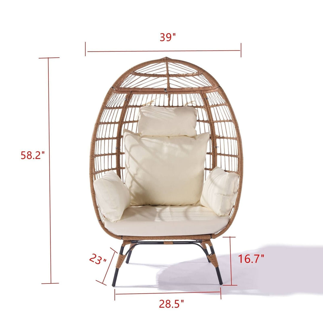 Oversized Wicker Egg Chair with 5 Cushions Image 3