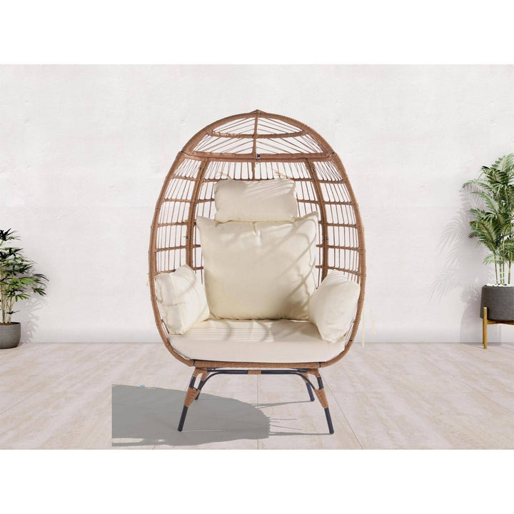 Oversized Wicker Egg Chair with 5 Cushions Image 4