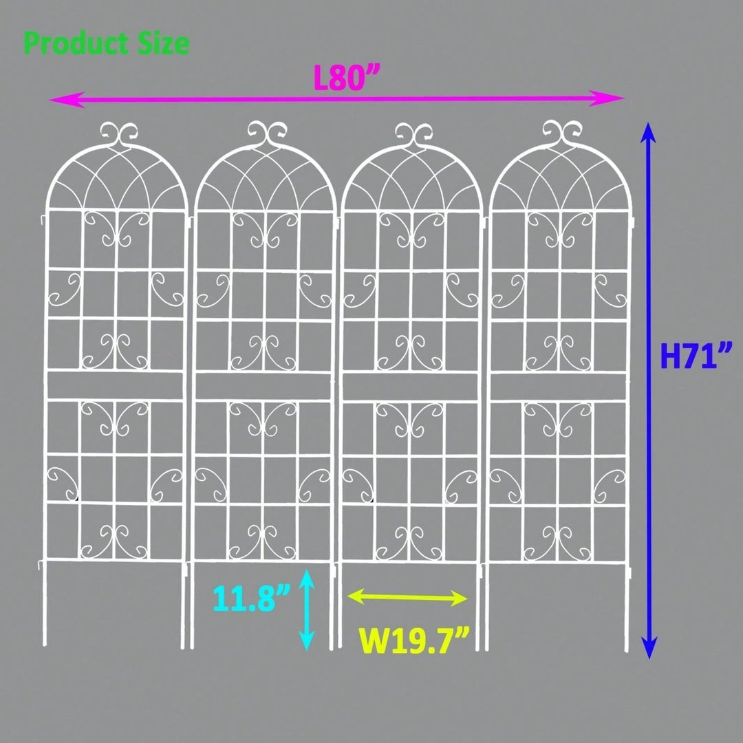 Pack Of 4, D16 Metal Garden Trellis 71" X 19.7" Rustproof For Climbing Plants Outdoor Flower Support Cream White Image 5