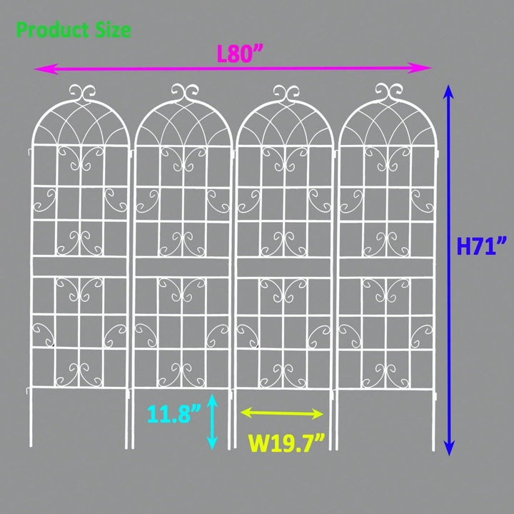 Pack Of 4, D16 Metal Garden Trellis 71" X 19.7" Rustproof For Climbing Plants Outdoor Flower Support Cream White Image 5