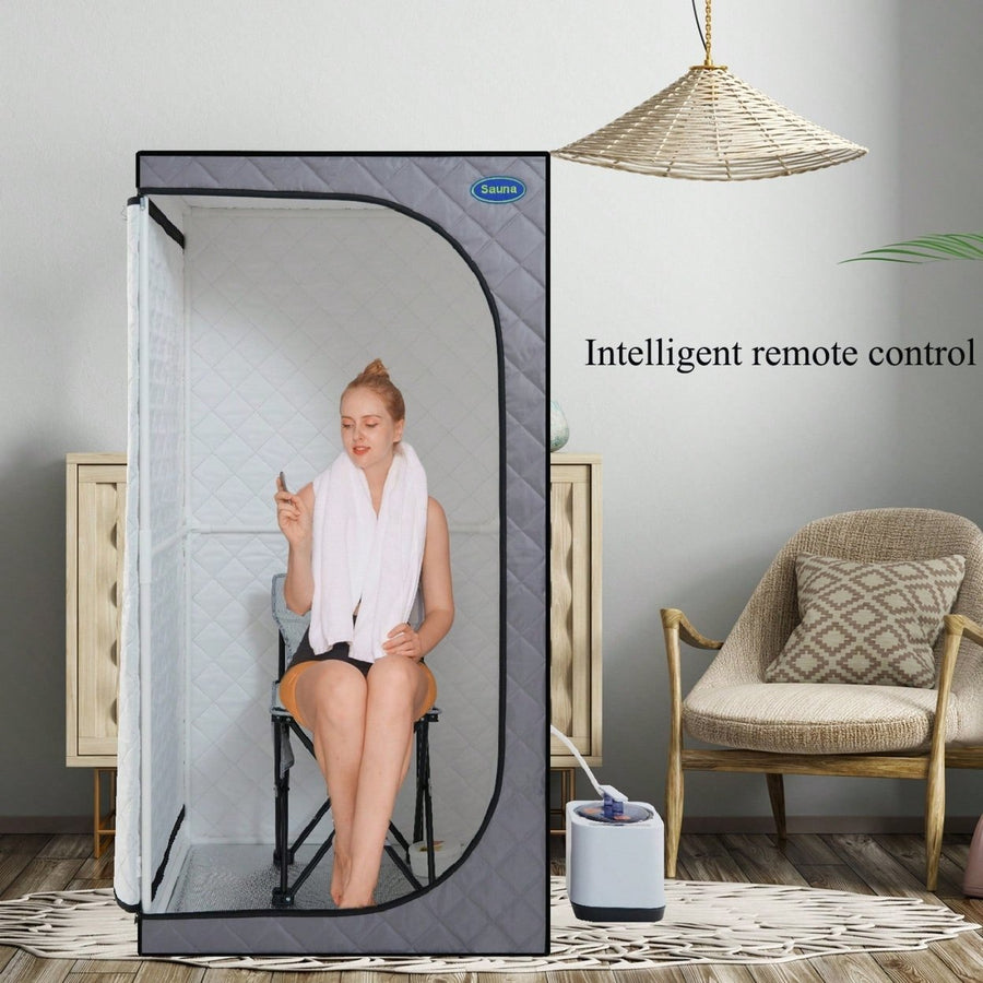 Portable Grey Mini Plus Style Steam Sauna Tent Image 1