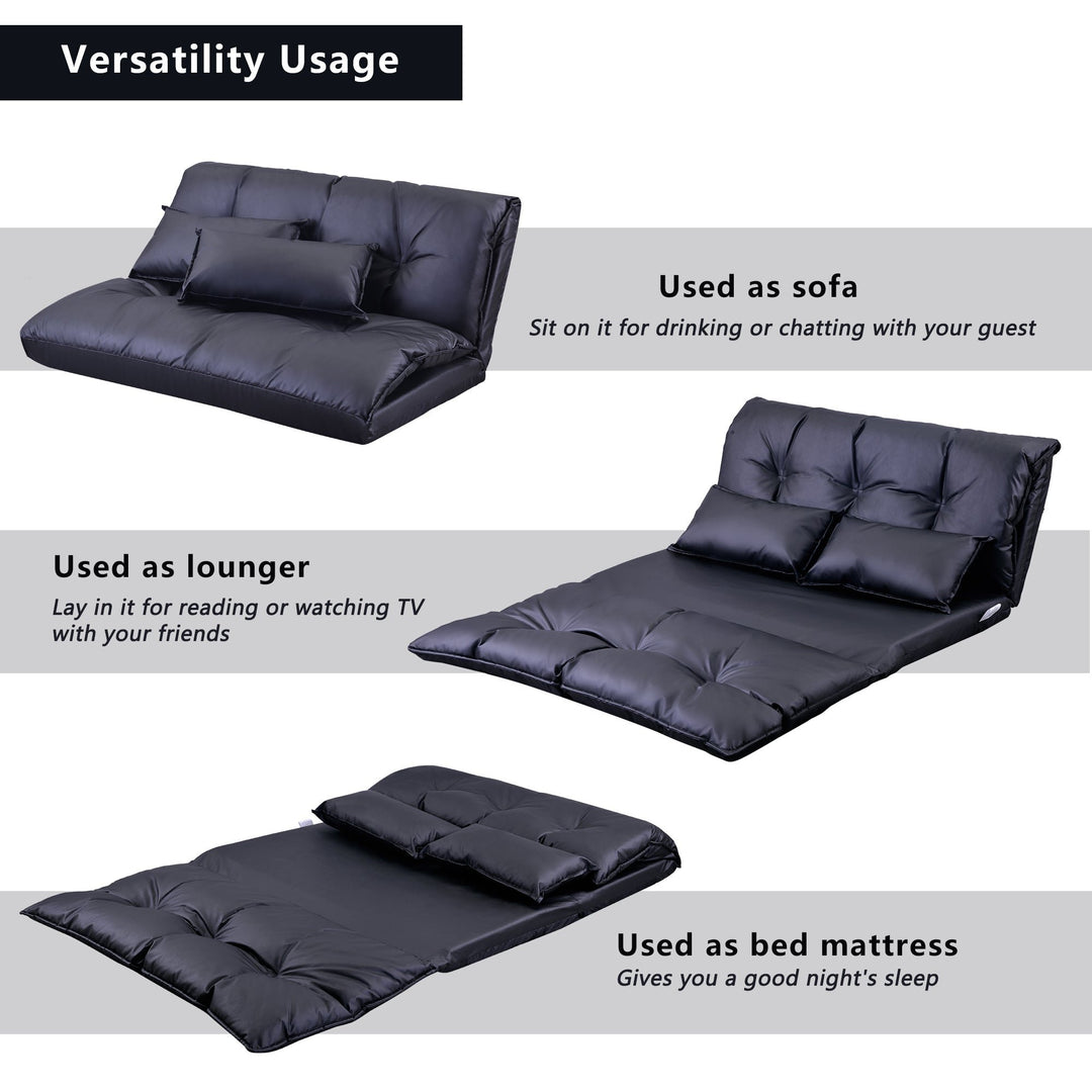 Orisfur. Lazy Sofa Adjustable Folding Futon Sofa Video Gaming Sofa with Two Pillows Image 6