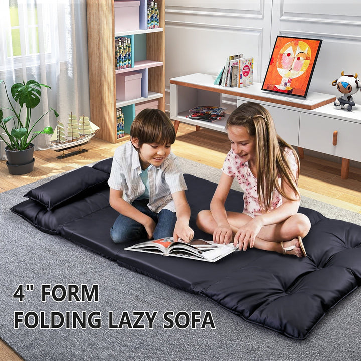 Orisfur. Lazy Sofa Adjustable Folding Futon Sofa Video Gaming Sofa with Two Pillows Image 7