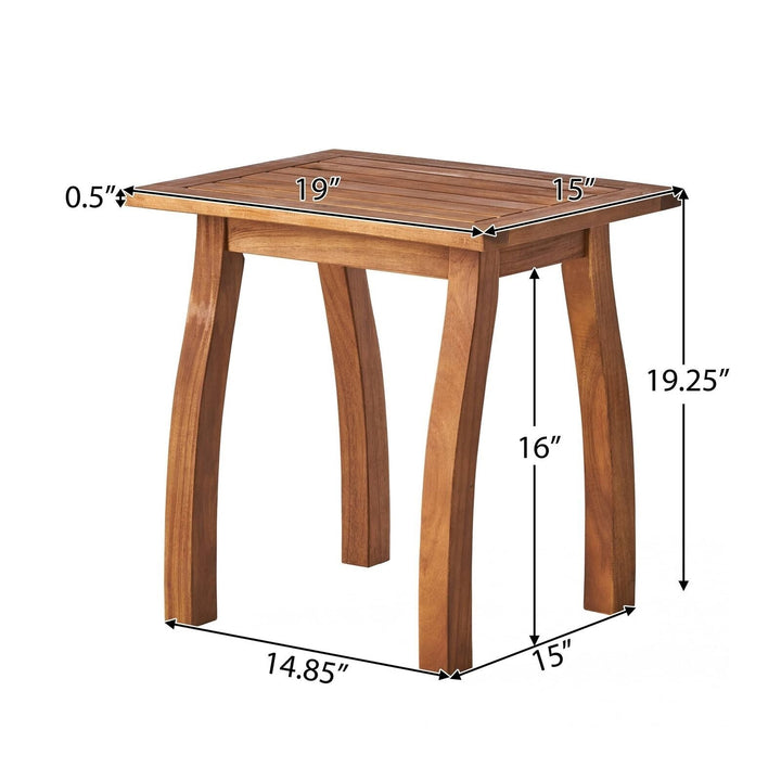 Outdoor Accent Table, Slatted Side Table Patio Furniture, 19"x15" Image 3