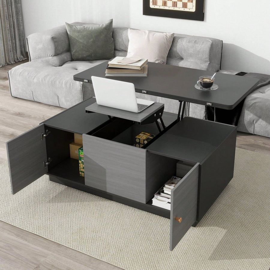 Multi-Functional Rectangle Lift-Top Coffee Table Extendable With Storage Image 1