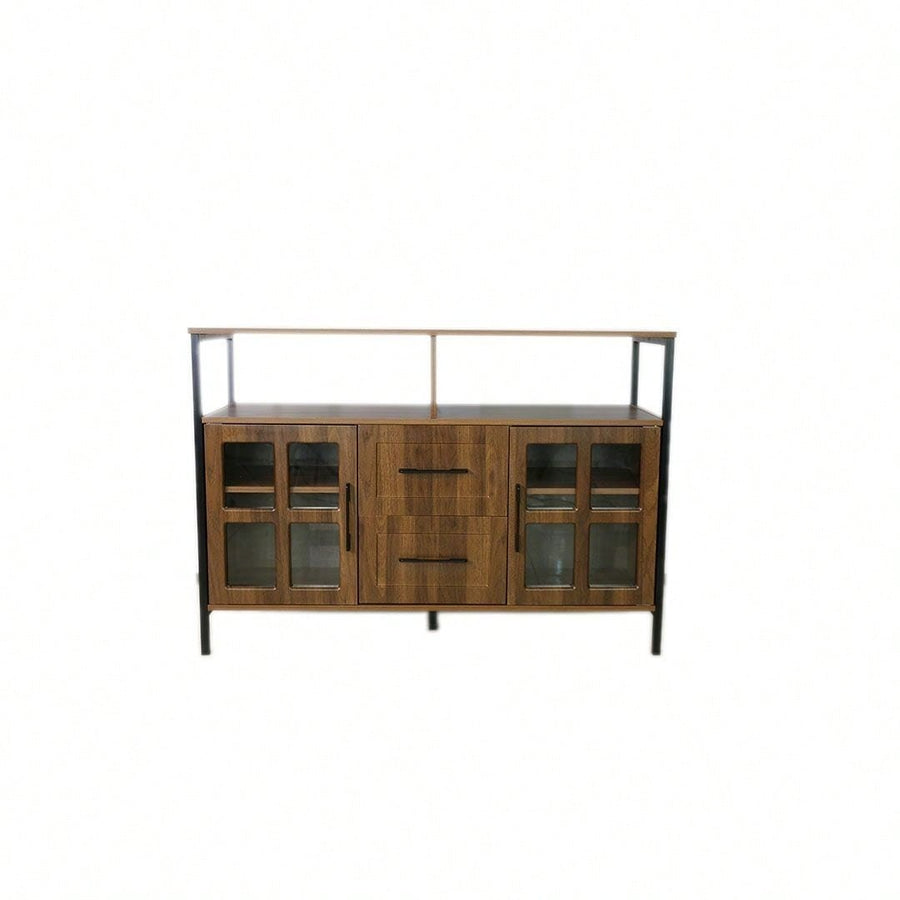 Multifunctional Storage Buffet Cabinet With 2 Tempered Glass Doors Image 1