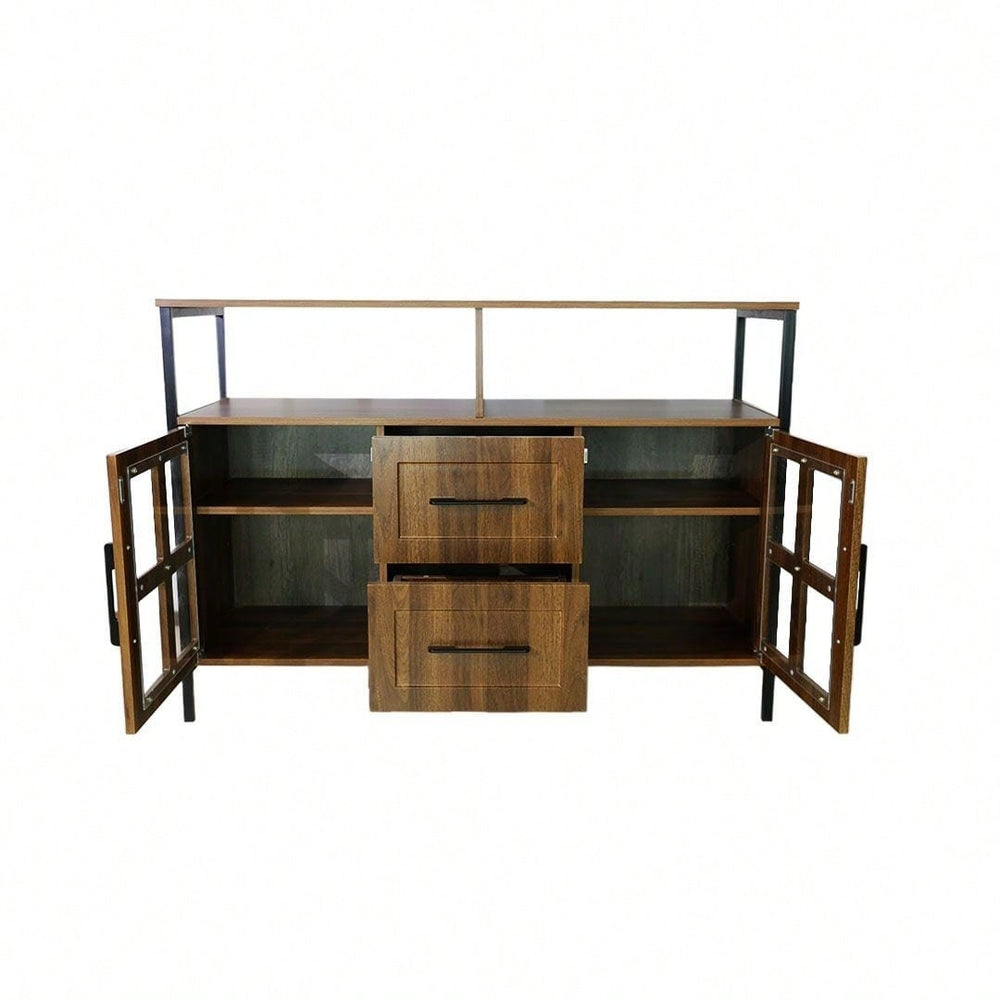 Multifunctional Storage Buffet Cabinet With 2 Tempered Glass Doors Image 2