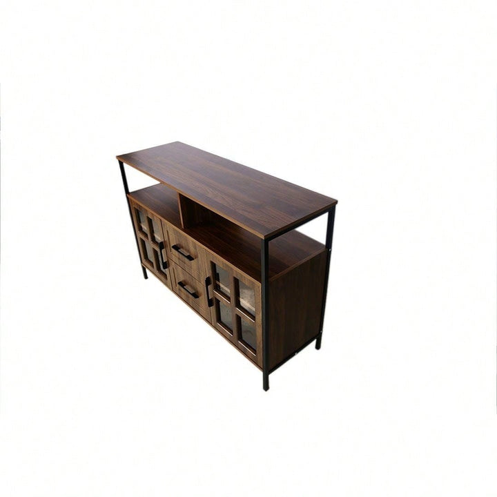 Multifunctional Storage Buffet Cabinet With 2 Tempered Glass Doors Image 3