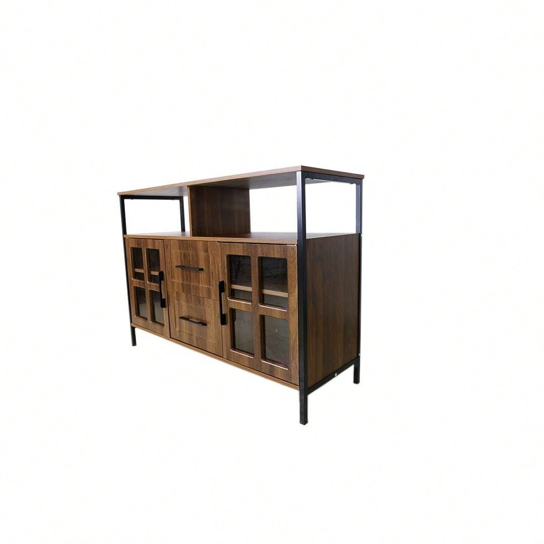 Multifunctional Storage Buffet Cabinet With 2 Tempered Glass Doors Image 4