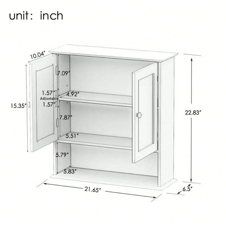 Multipurpose Wall Cabinet With Mirror: Modern Design, Space-Saving, Adjustable Shelves, And Easy Assembly Image 3