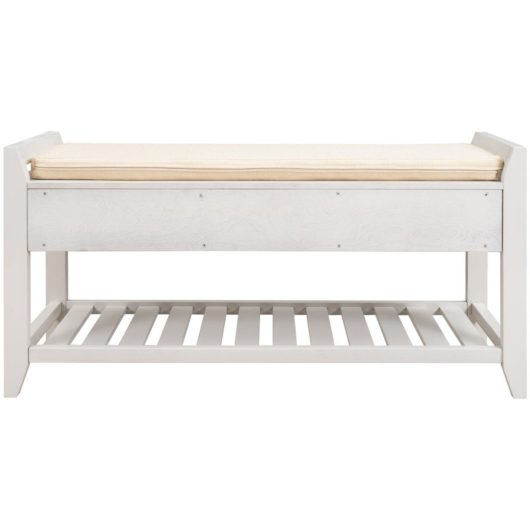 Multipurpose Shoe Rack with Cushioned Seat and Drawers - Entryway Storage Bench, White Image 9