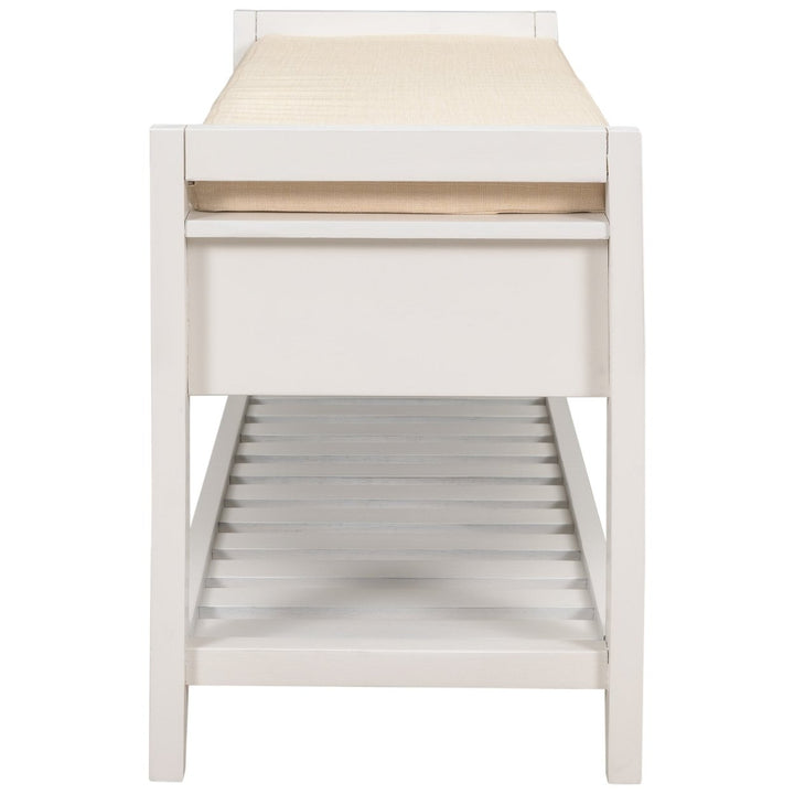 Multipurpose Shoe Rack with Cushioned Seat and Drawers - Entryway Storage Bench, White Image 10