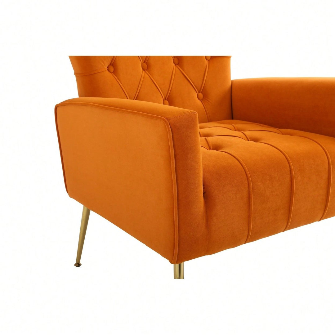 Modern Velvet Accent Chair With Ottoman For Living Room Bedroom Office Comfortable Seating In Orange Image 10