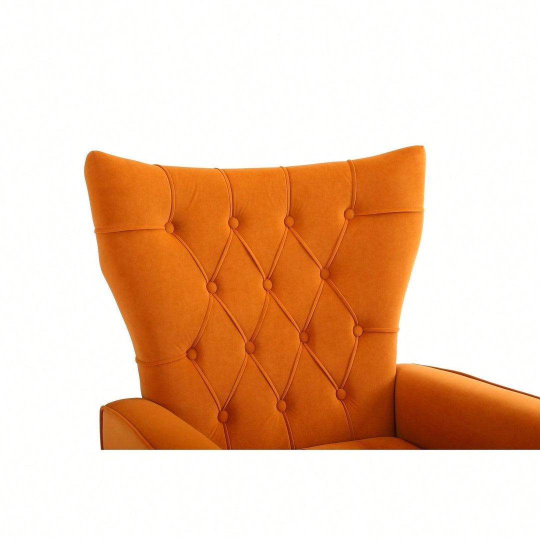 Modern Velvet Accent Chair With Ottoman For Living Room Bedroom Office Comfortable Seating In Orange Image 11