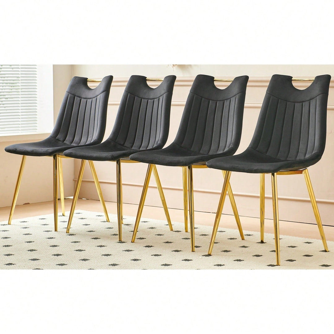 Modern Velvet Dining Chairs Set of 4 with Gold Legs Stylish Upholstered Seats for Living Room Bedroom Office Easy Image 1