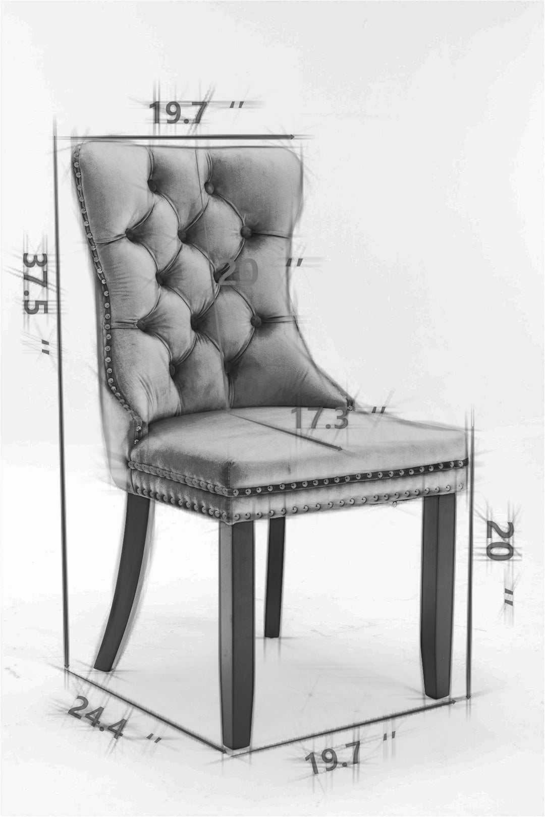 Modern Velvet Upholstered Dining Chairs Set of 2 with Gold Stainless Steel Legs and Nailhead Trim Black and Gold Image 7