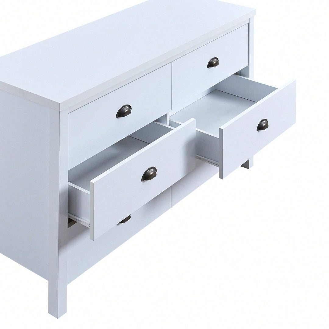 Modern White 6 Drawer Dresser with Interlock Feature Easy Assembly Stylish Storage Solution for Bedroom and Closet Image 2