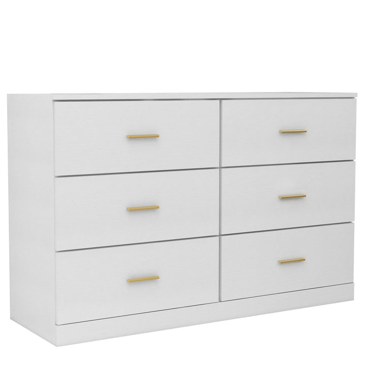 Modern White 6-Drawer Dresser Ample Storage Wide Chest of Drawers Sturdy Safe Furniture for Bedroom Image 5