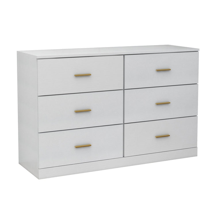 Modern White 6-Drawer Dresser Ample Storage Wide Chest of Drawers Sturdy Safe Furniture for Bedroom Image 6