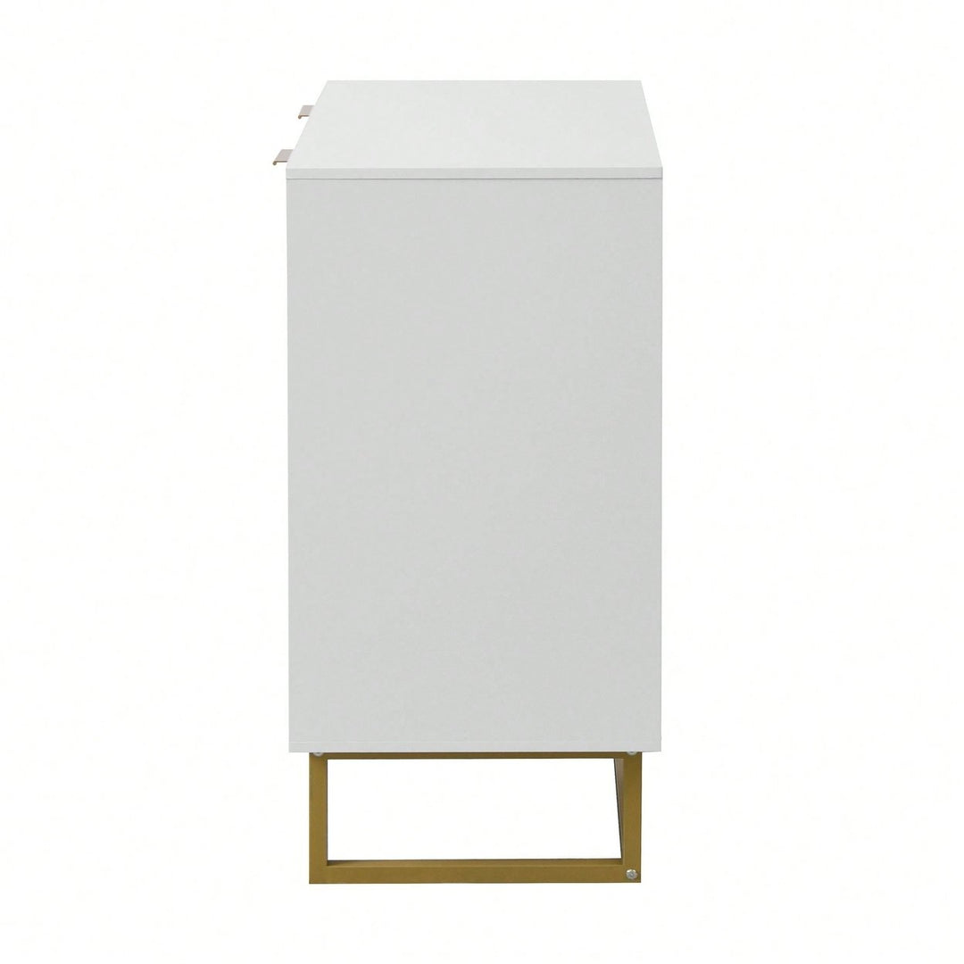 Modern White and Gold Buffet Sideboard Cabinet with 2 Doors for Living Room and Kitchen Storage Image 6