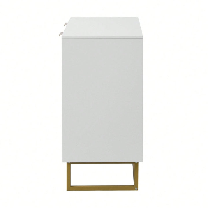 Modern White and Gold Buffet Sideboard Cabinet with 2 Doors for Living Room and Kitchen Storage Image 6